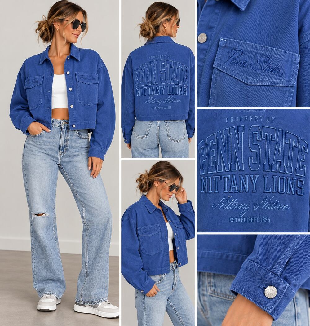 Gameday Social Penn State Nittany Lions Cropped Twill Jacket Women’s M NWOT